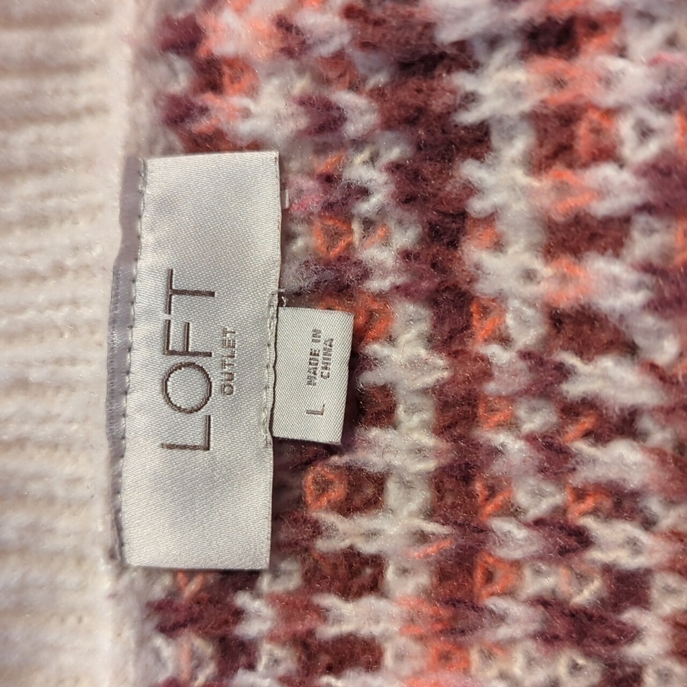 Loft Outlet Large Sweater Maroon Cream Colorful - Picture 7 of 10